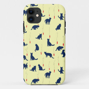 Blauwe schattige kittens en rode vissen iPhone 11 hoesje