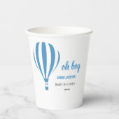 Blauwe Schattigee heteluchtballon Oh Boy Baby show Papieren Bekers (Voorkant)