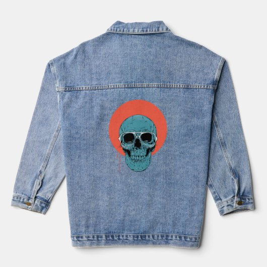 Blauwe schedel denim jacket (Achterkant)