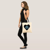 Blauwe schedel in het hart tote bag (Voorkant (model))