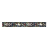 Blauwe schedel met Rozen en korenbloemen Lint (Voorkant)
