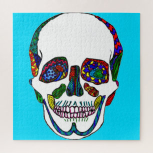Blauwe schedel mozaïek puzzel