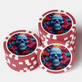 Blauwe schedel poker chips (Opstapeling)