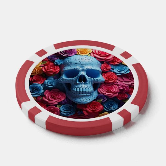 Blauwe schedel poker chips (Enkel)