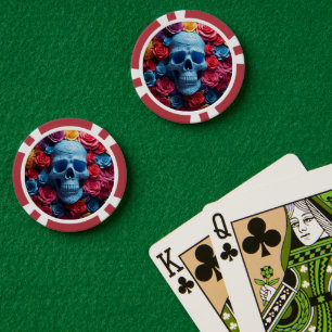 Blauwe schedel poker chips
