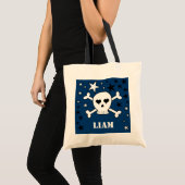 Blauwe  schedelbeenderen en sterren tote bag (Voorkant (product))