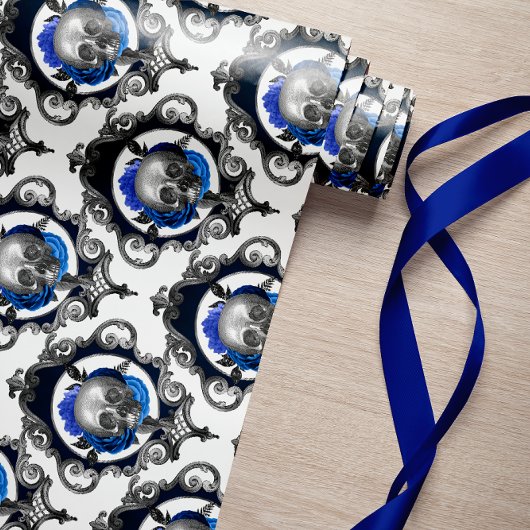 BLAUWE SCHEDELS GRIEZELIG KERSTFEEST CADEAUPAPIER