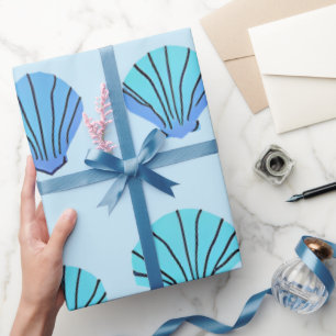 Blauwe Schelp Cadeaupapier