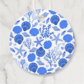 Blauwe schelpen strand Kleurrijke Aangepaste Bedankjes Labels (Voorkant)