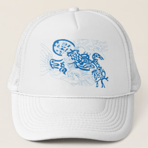 Blauwe schets, abstract trucker pet
