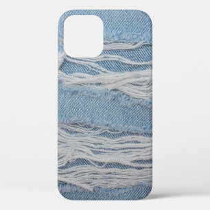 Blauwe scheuren ontkennen jeans textuurachtergrond iPhone 12 hoesje