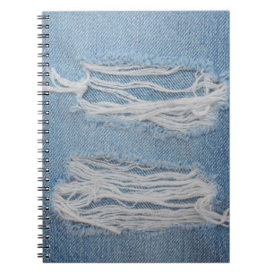 Blauwe scheuren ontkennen jeans textuurachtergrond notitieboek