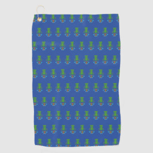 Blauwe schijf Golfhanddoek met groene mand