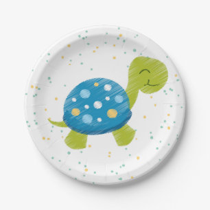 Blauwe schildpad Confetti Party Bord