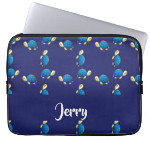 blauwe schildpad laptop sleeve