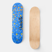 Blauwe schittering gouden sterren skateboard (Voorkant)