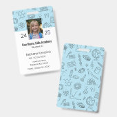 Blauwe School Iconen Homeschool Student ID Badge (Front & Back)