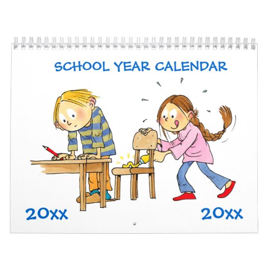 Blauwe schooljaar kalender voor kinderen (Hoes)