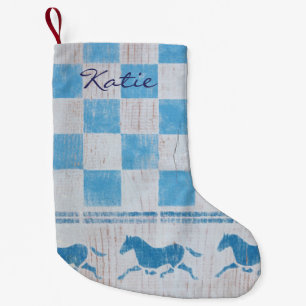 Blauwe schrander kleine kerstsok
