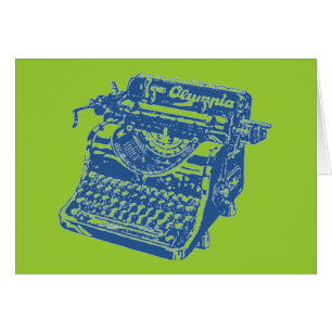 blauwe schrijfmachine