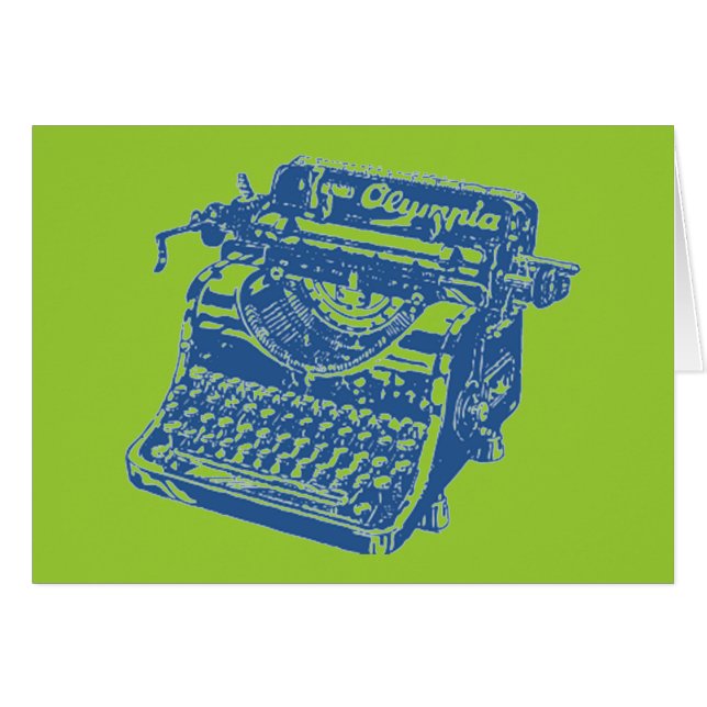  blauwe schrijfmachine (Voorkant Horizontaal)