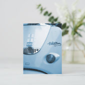 Blauwe scooter briefkaart (Staand voorkant)