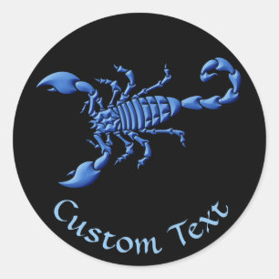 Blauwe Scorpion Ronde Sticker