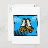 Blauwe scrollen briefkaart (Voorkant / Achterkant)