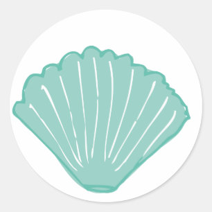 Blauwe Seashell Illustratie Ronde Sticker