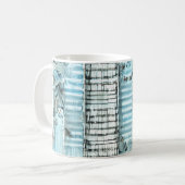 Blauwe Shabby Chic Stripes Koffiemok (Voorkant links)