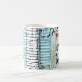 Blauwe Shabby Chic Stripes Koffiemok (Center)