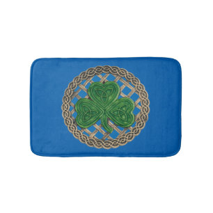 Blauwe shamrock on Celtic Knots Bath Mat