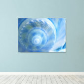 Blauwe Shell Abstracte Digitale Kunst Canvas Print (Insitu (Houten vloer))
