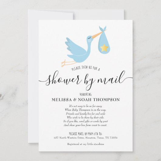 Blauwe Shower Per Post Op Lange Afstand Strooi Kaart (Voorkant)