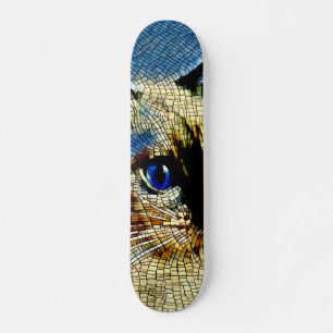 Blauwe siamese kattenmozaïektegels skateboard