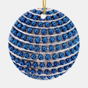 Blauwe sierbloem keramisch ornament