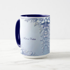 Blauwe Sierbloemen met Parels Mok