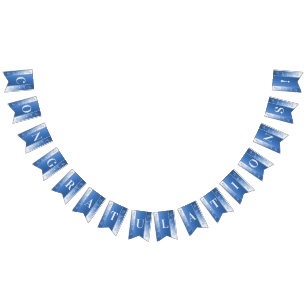 Blauwe sierbloemen vlaggetjes