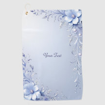 Blauwe Sierlijke Bloemen Golf Handdoek
