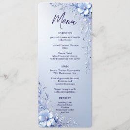Blauwe Sierlijke Bloemen met Parels Menu