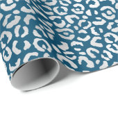 Blauwe Silver Leopard Print Cadeaupapier (Rol Hoek)
