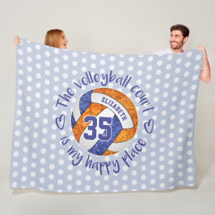 blauwe sinaasappel De volleybalrechtbank is mijn g Fleece Deken