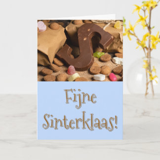 Blauwe Sinterklaas Wenskaart met Snoepgoed Kaart