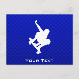 Blauwe skateboarden briefkaart