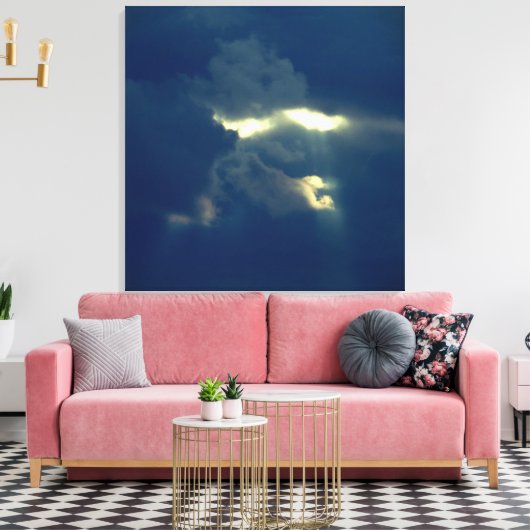 Blauwe skies, wolkengezicht canvas afdruk (Insitu (Woonkamer))