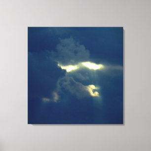 Blauwe skies, wolkengezicht canvas afdruk