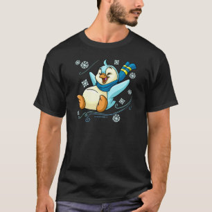 Blauwe sla glijdt over ijs t-shirt