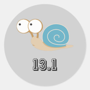 Blauwe slak 13.1 (halve marathon) ronde sticker