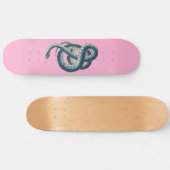 blauwe slang illustratie roze skateboard (Horizontaal)