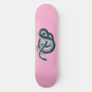  blauwe slang illustratie roze skateboard